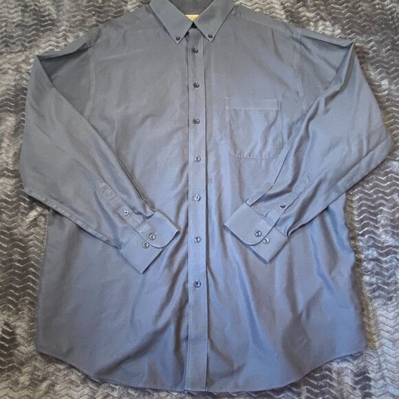 Roundtree & Yorke Gold Label Non-Iron Gray Dress Shirt Button-Up Mens size 2XT - Picture 1 of 8